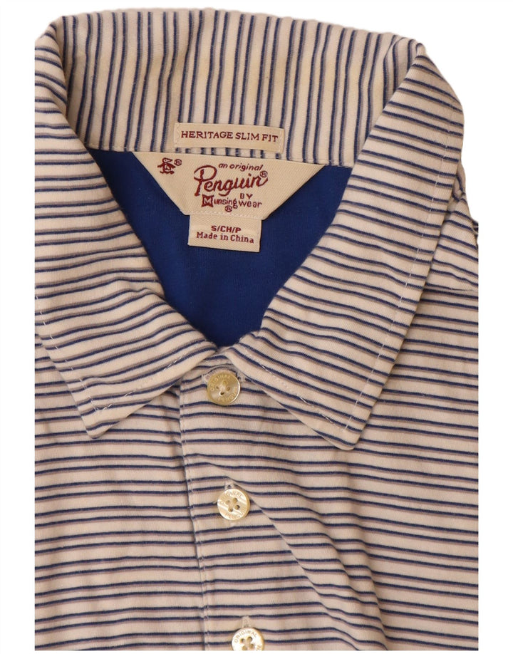 PENGUIN Ανδρικό μπλουζάκι Polo Heritage Slim Fit Μικρό μπεζ ριγέ βαμβακερό