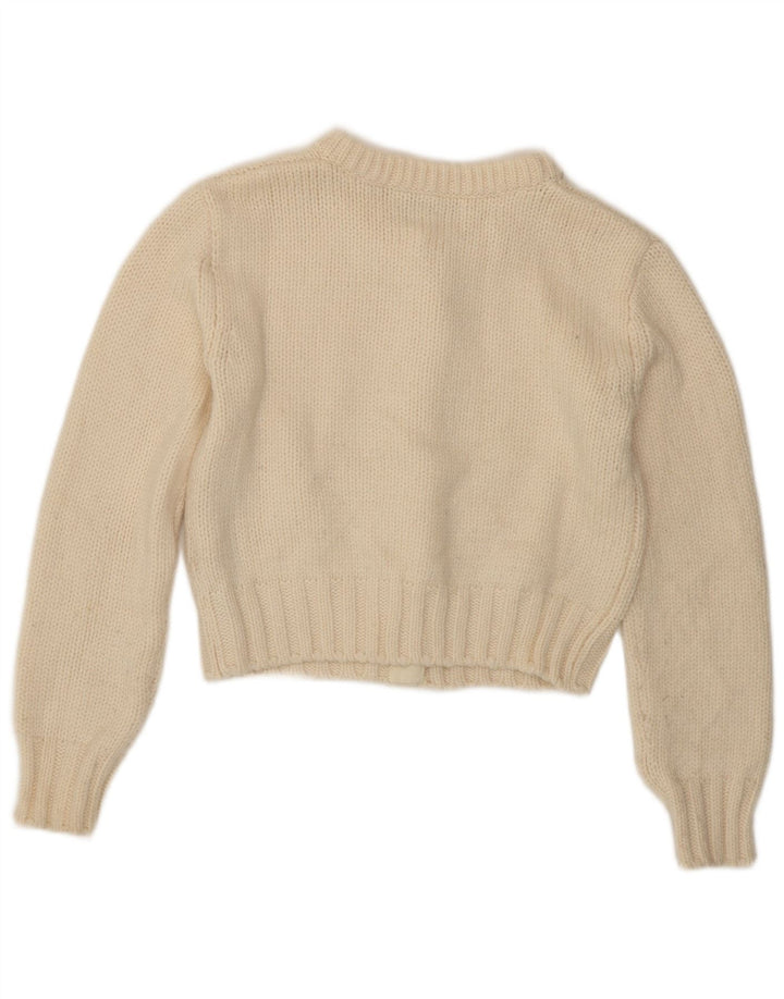 Zara Γυναικεία Ζακέτα Crop UK 12 Medium Off White Polyamide