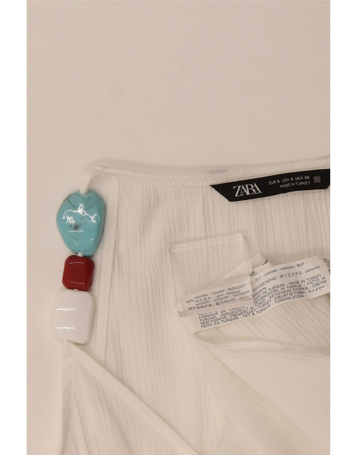 Zara Γυναικεία Αμάνικη Μπλούζα Τοπ UK 10 Small White Viscose