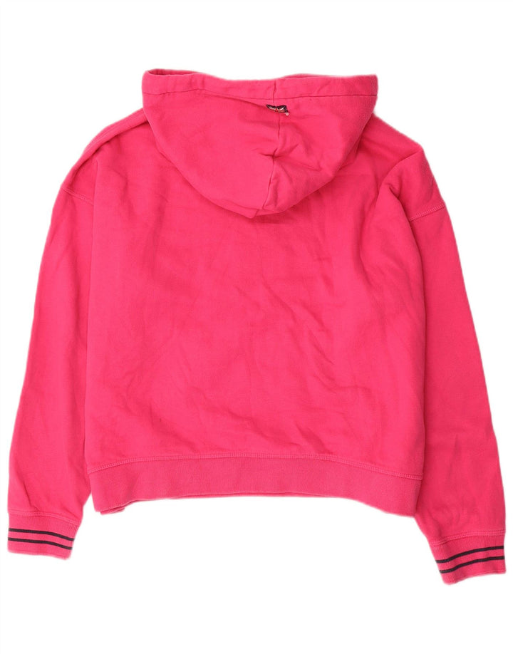 JACK WILLS Γυναικείο υπερμεγέθη Crop Graphic Hoodie Jumper UK 12 Medium Pink