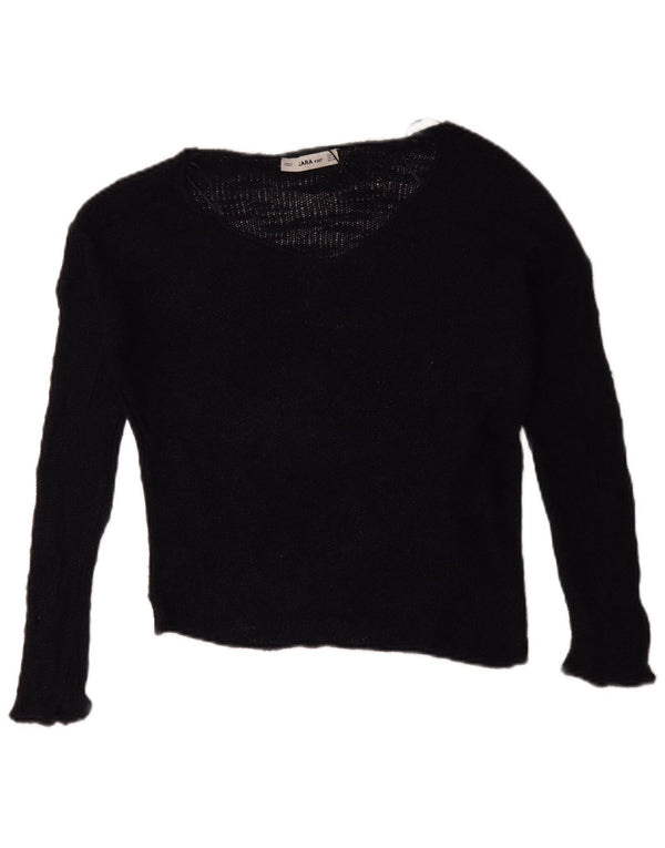 Zara γυναικείο πουλόβερ υπερμεγέθους σκάφους με λαιμόκοψη UK 10 Small Navy Blue