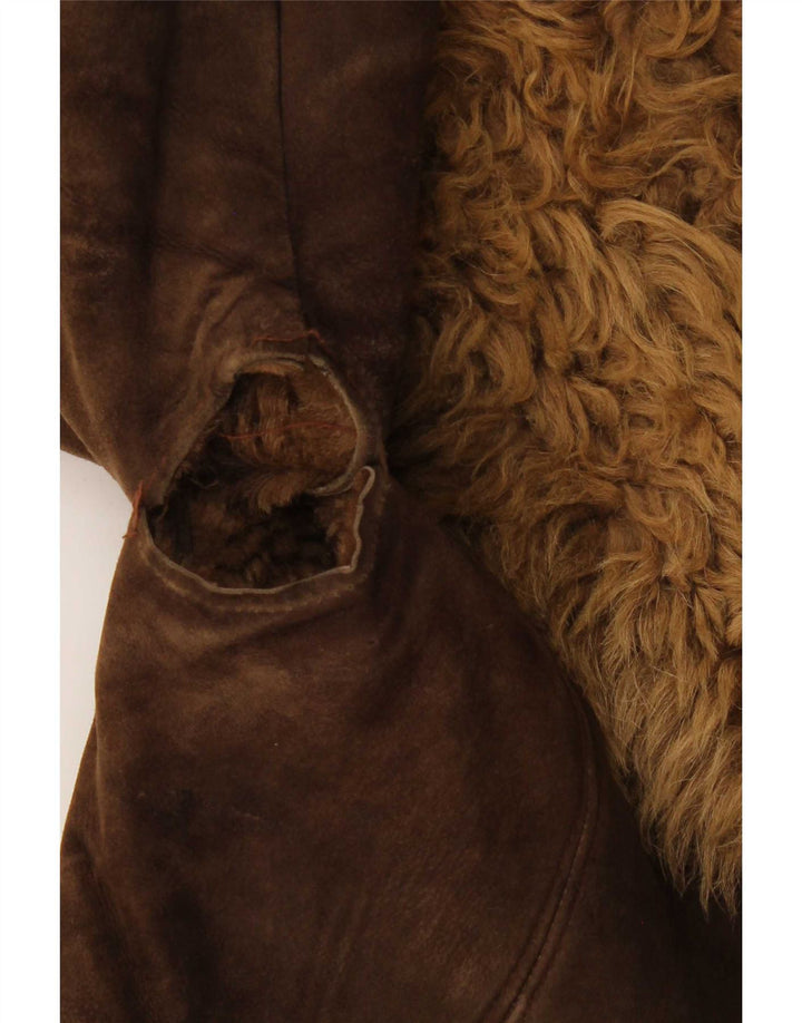 Vintage γυναικείο παλτό με 3 κουμπιά Shearling UK 14 Medium Brown