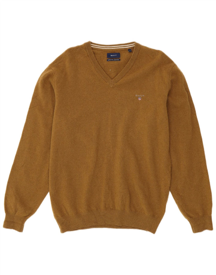 Ανδρικό πουλόβερ GANT με V λαιμόκοψη XL Χακί Lambswool