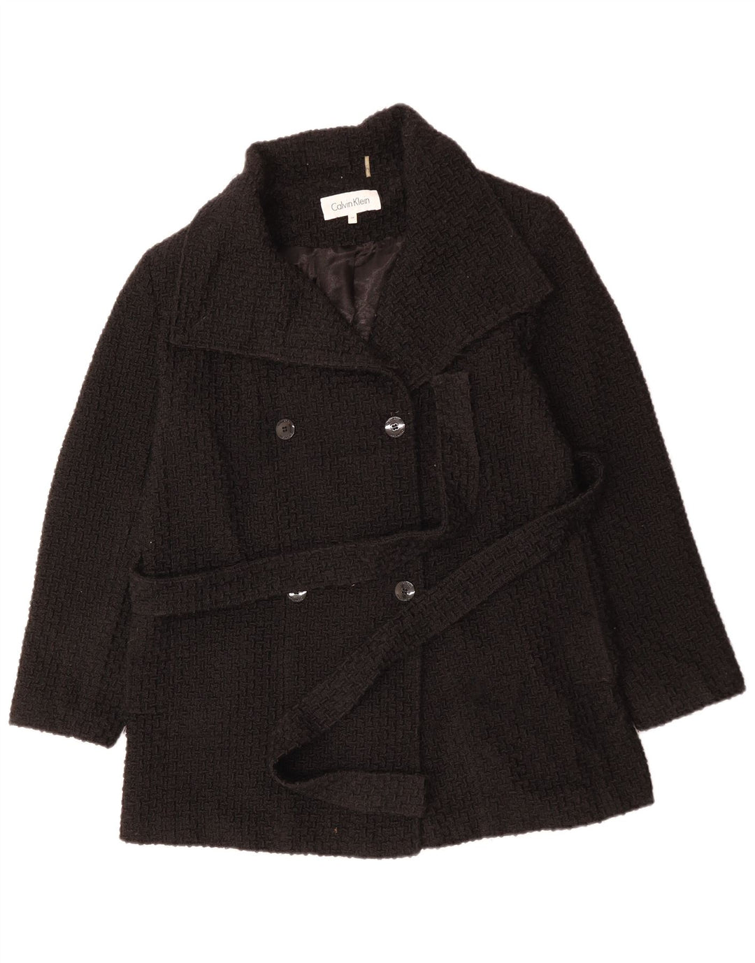 CALVIN KLEIN Γυναικείο παλτό με διπλό στήθος UK 18 XL μαύρο μαλλί