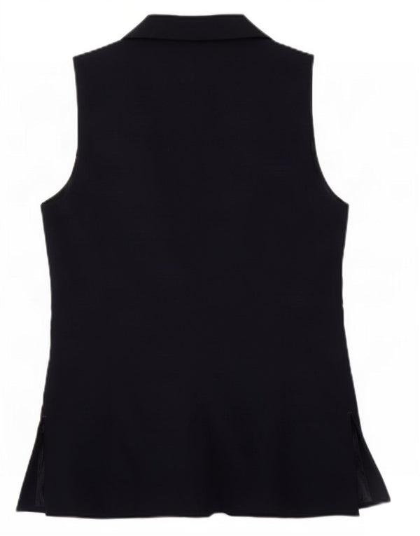Zara Γυναικείο Αμάνικο ανοιχτό σακάκι UK 10 Small Navy Blue Polyester