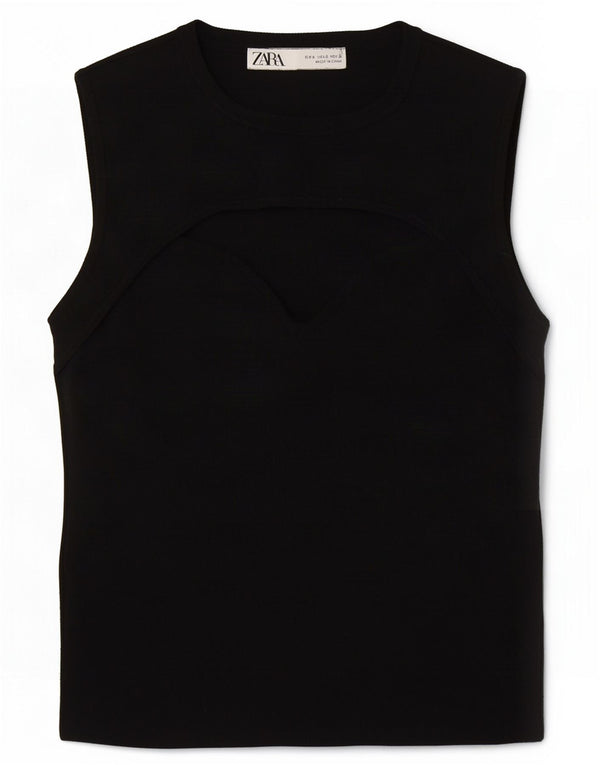 Zara Γυναικείο γιλέκο Crop UK 8 Small Black Polyester