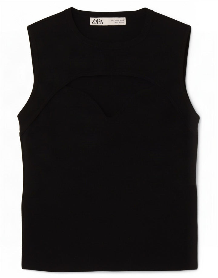 Zara Γυναικείο γιλέκο Crop UK 8 Small Black Polyester