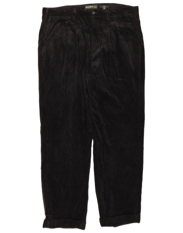 EDDIE BAUER Ανδρικό Ψηλό Παντελόνι Κοτλέ με Χαλαρή Εφαρμογή W40 L34 Μαύρο