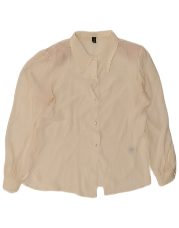 Vintage γυναικείο πουκάμισο μπλούζα IT 44 Medium Off White Acetate
