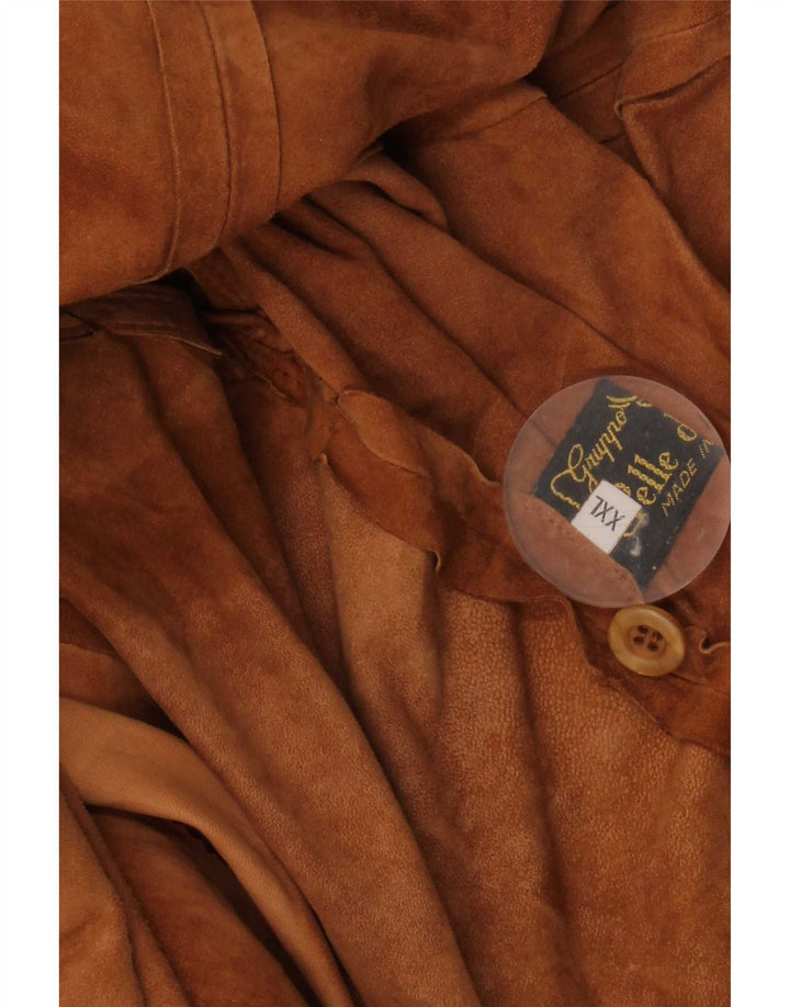 Vintage Ανδρικό Suede Πουκάμισο 2XL Καφέ Δερμάτινο