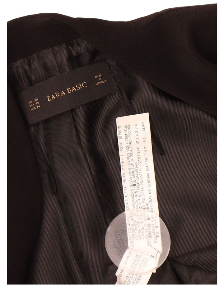 ZARA Womens Open Blazer Jacket UK 6 XS Black Acetate