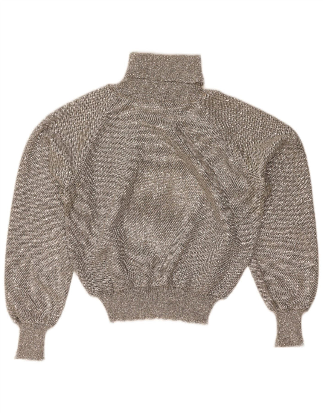 Vintage γυναικείο Crop Roll Neck πουλόβερ UK 12 Medium Grey