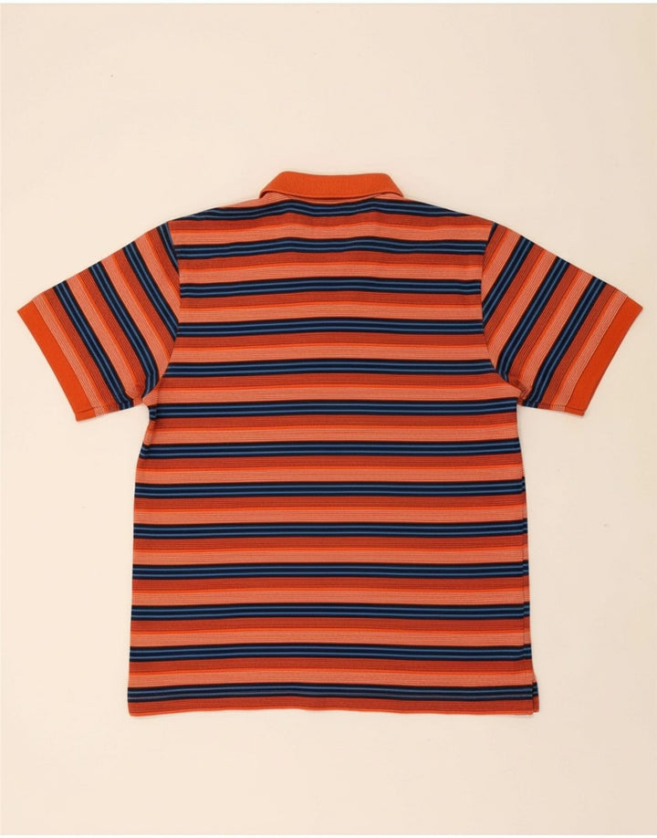 CHAPS Mens Polo Shirt Large Orange Striped Cotton