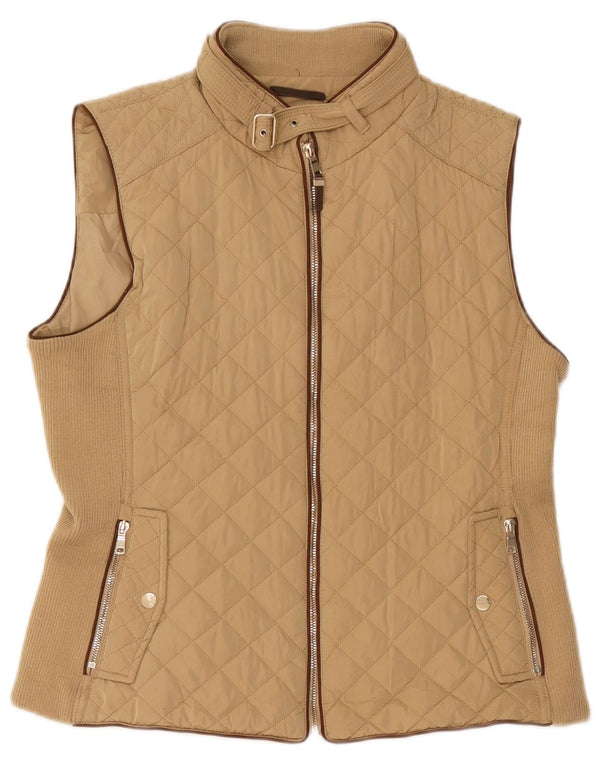 Zara Γυναικεία Καπιτονέ Gilet UK 18 XL Beige