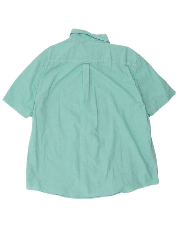 Chaps Mens Easy Care κοντομάνικο πουκάμισο 2XL τιρκουάζ βαμβακερό Houndstooth