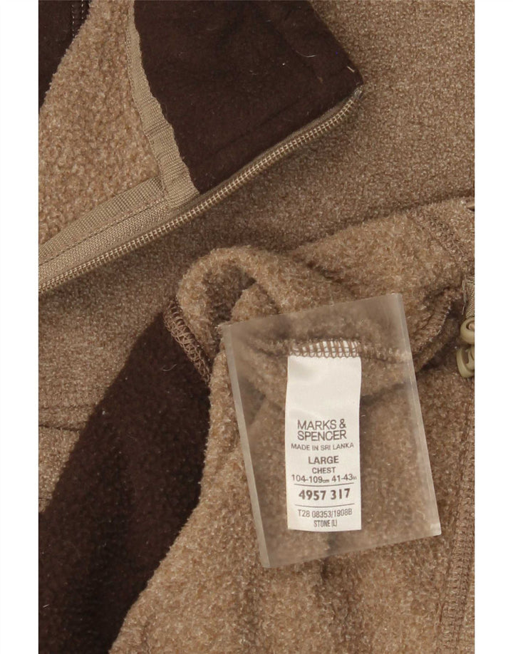 Marks & Spencer Mens Fleece Jacket UK 40 Large Brown Polyester