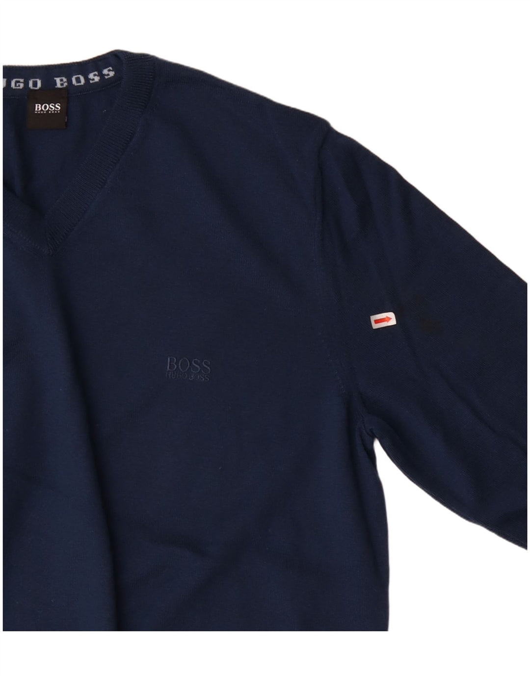 Ανδρικό πουλόβερ HUGO BOSS με V λαιμόκοψη XL Μαλλί Navy Blue