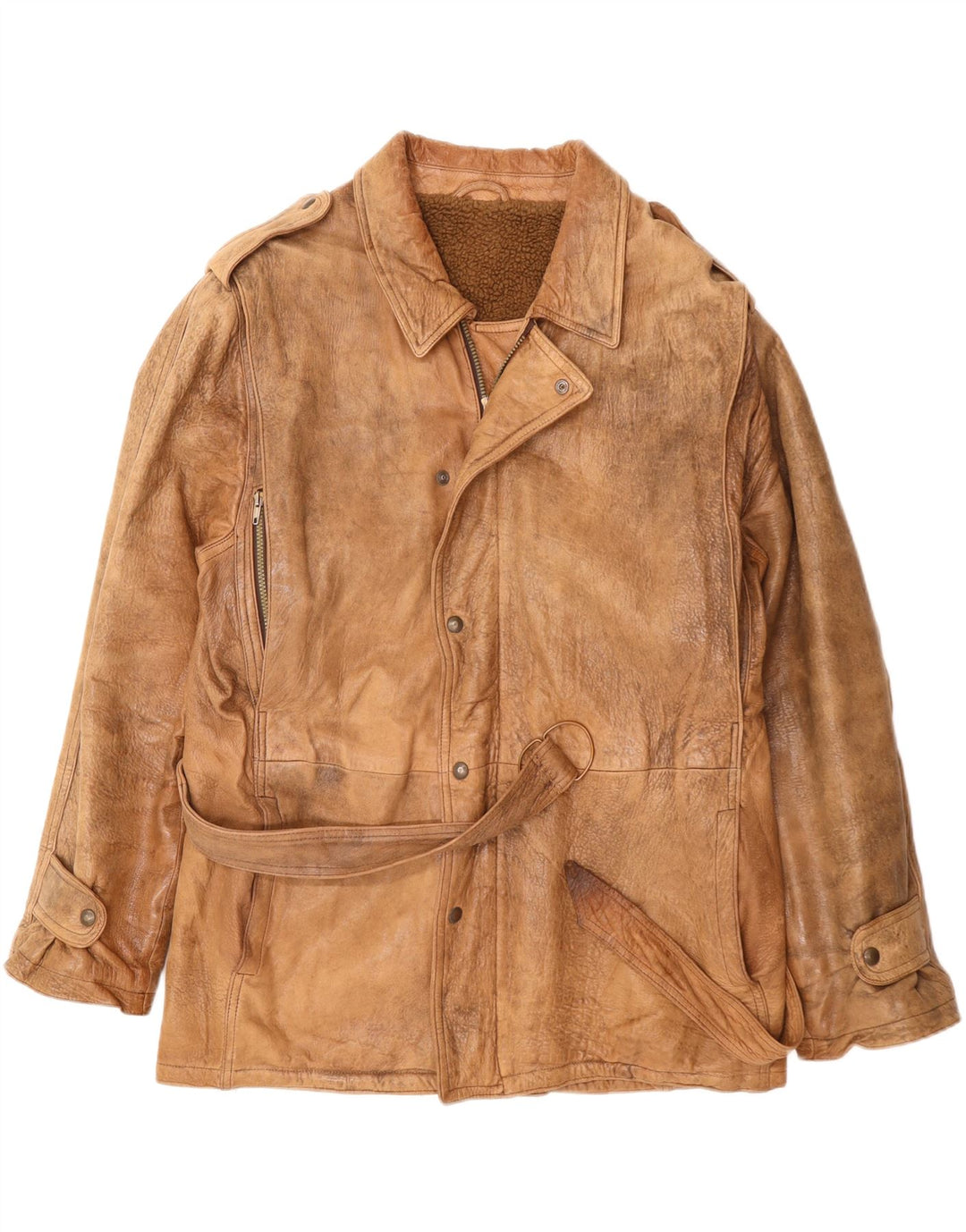 Ανδρικό δερμάτινο μπουφάν VINTAGE Military UK 42 XL Beige