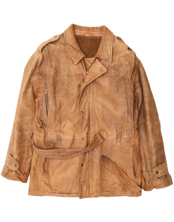 Ανδρικό δερμάτινο μπουφάν VINTAGE Military UK 42 XL Beige