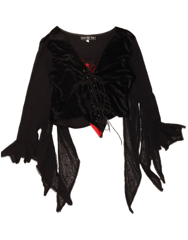Dark Star Γυναικεία Crop Asymmetric Velvet Μπλούζα UK 18 XL Black Rayon