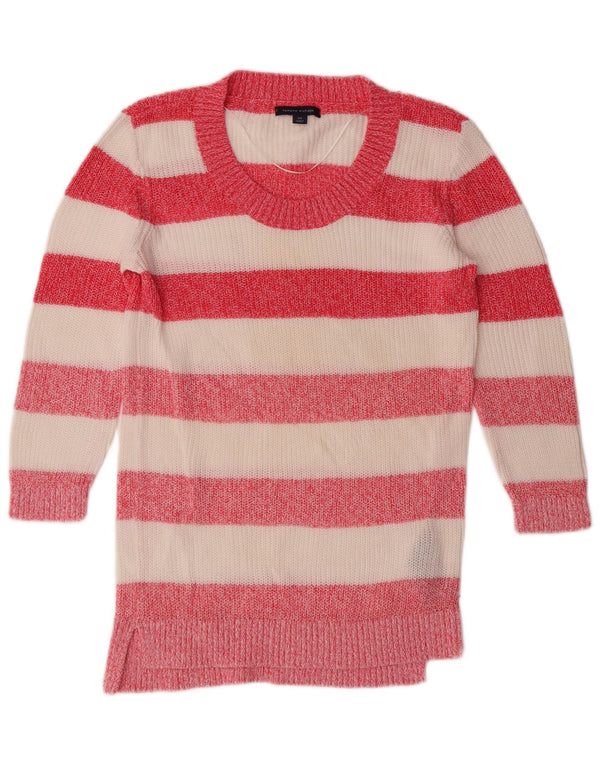 TOMMY HILFIGER Γυναικείο πουλόβερ με λαιμό βάρκα UK 10 Small Pink ριγέ