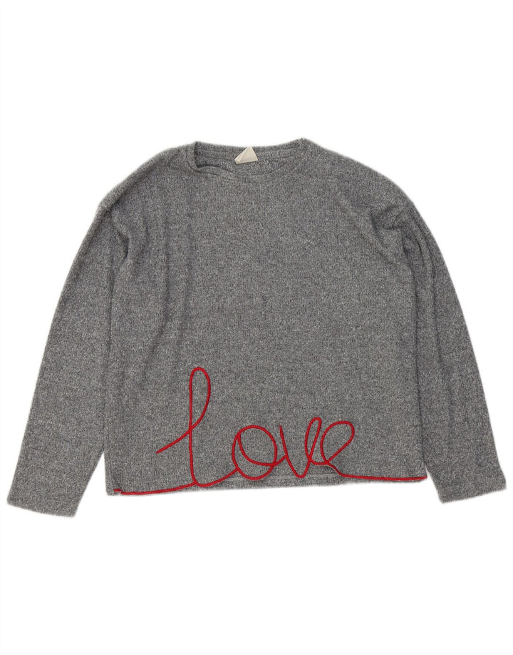 Zara Graphic Top Μακρυμάνικο 11-12 ετών Γκρι Πολυεστέρας