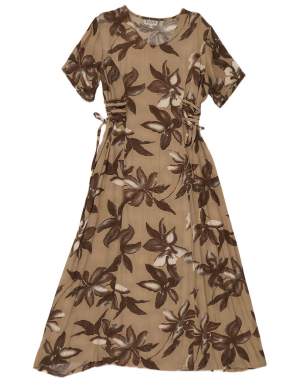Silvia Bauer Γυναικείο Maxi Φόρεμα Χαλαρής Εφαρμογής IT 50 XL Beige Floral Bohemian