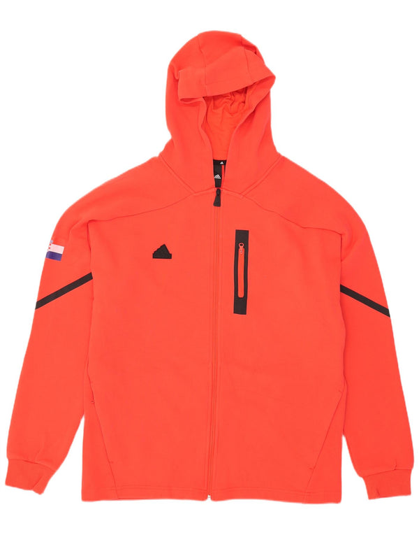 Ανδρικό πουλόβερ με κουκούλα με φερμουάρ Adidas XL κόκκινο βαμβακερό