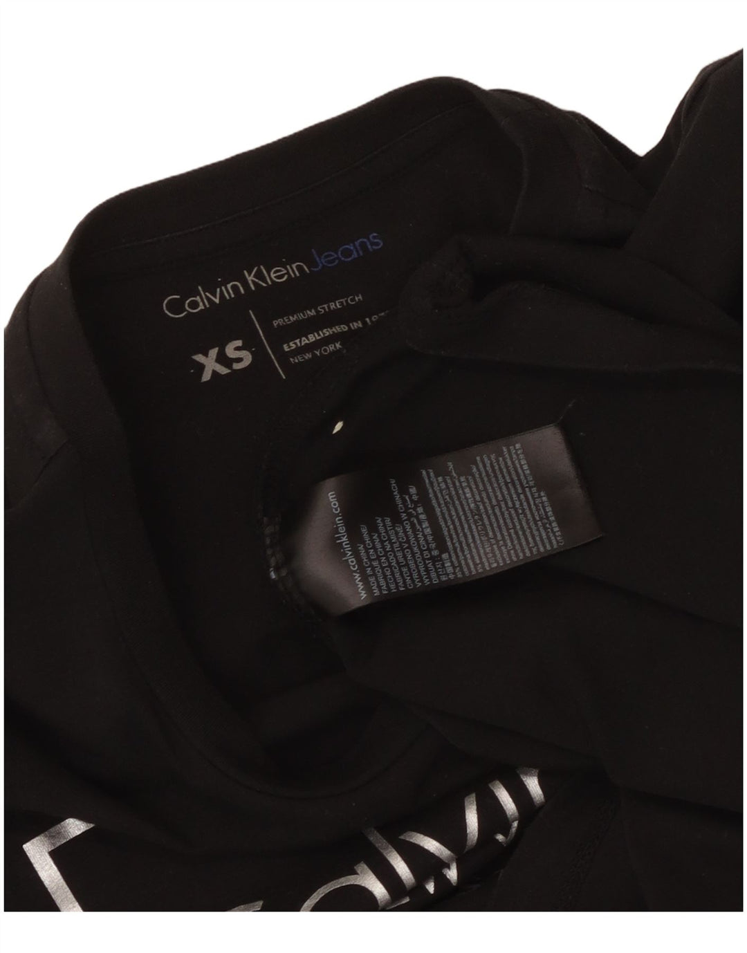 Γυναικείο γραφικό μπλουζάκι CALVIN KLEIN JEANS Top UK 6 XS μαύρο βαμβακερό