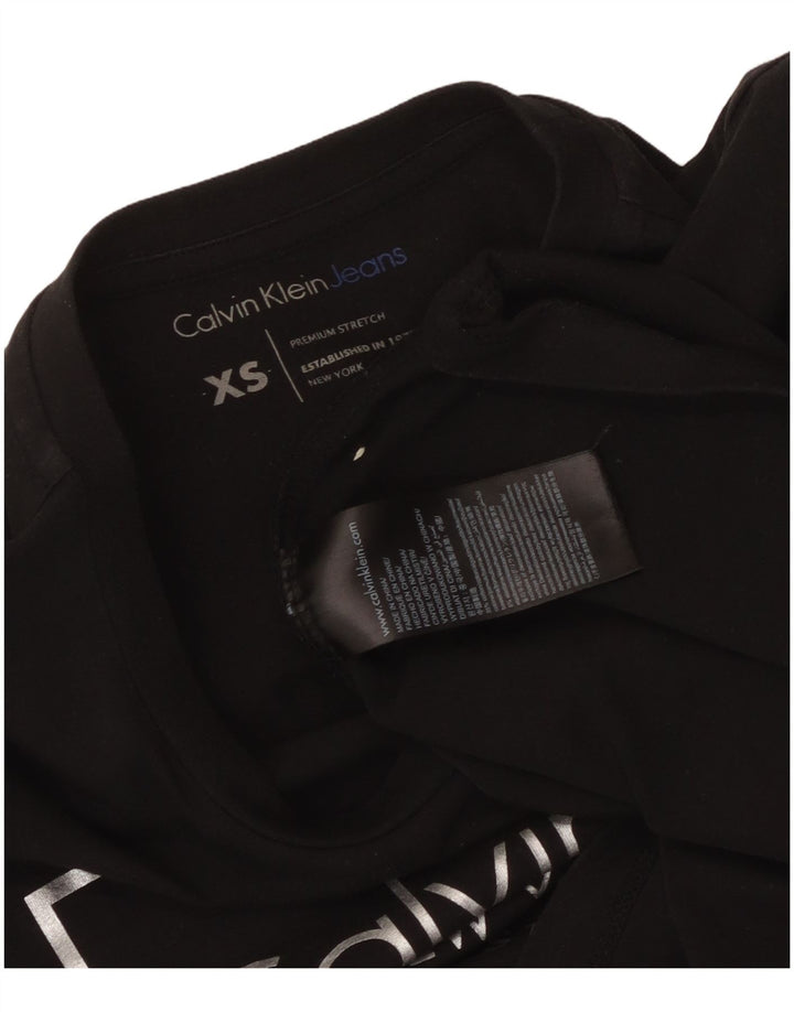 Γυναικείο γραφικό μπλουζάκι CALVIN KLEIN JEANS Top UK 6 XS μαύρο βαμβακερό