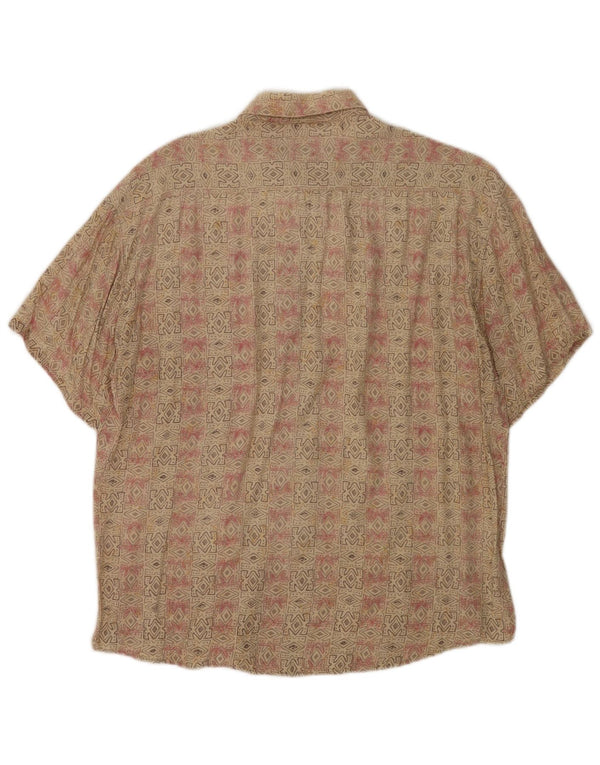 Tipo' S Mens Short Sleeve Shirt Medium Beige Geometric Rayon