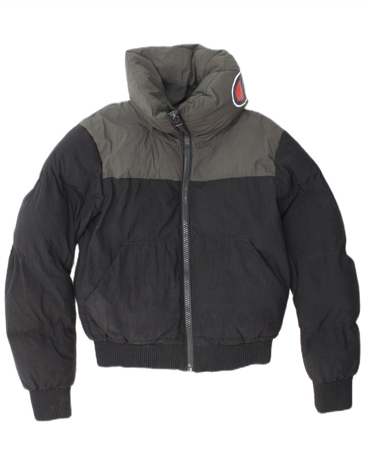 CHAMPION Γυναικείο μπουφάν με γραφική επένδυση UK 6 XS μαύρο χρώμα