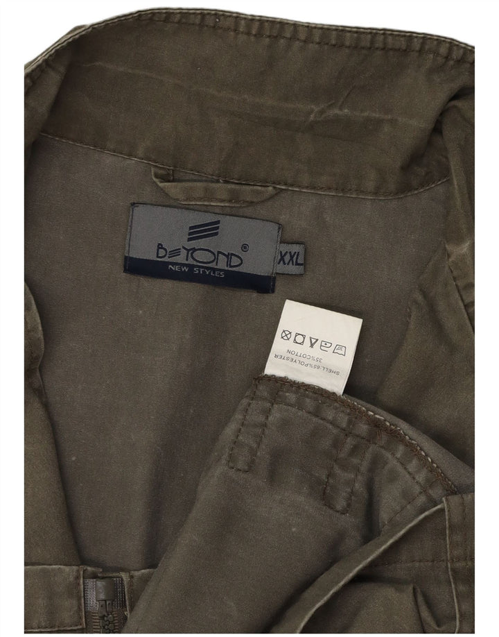 Beyond Mens Utility Gilet UK 44 2XL Khaki Cotton
