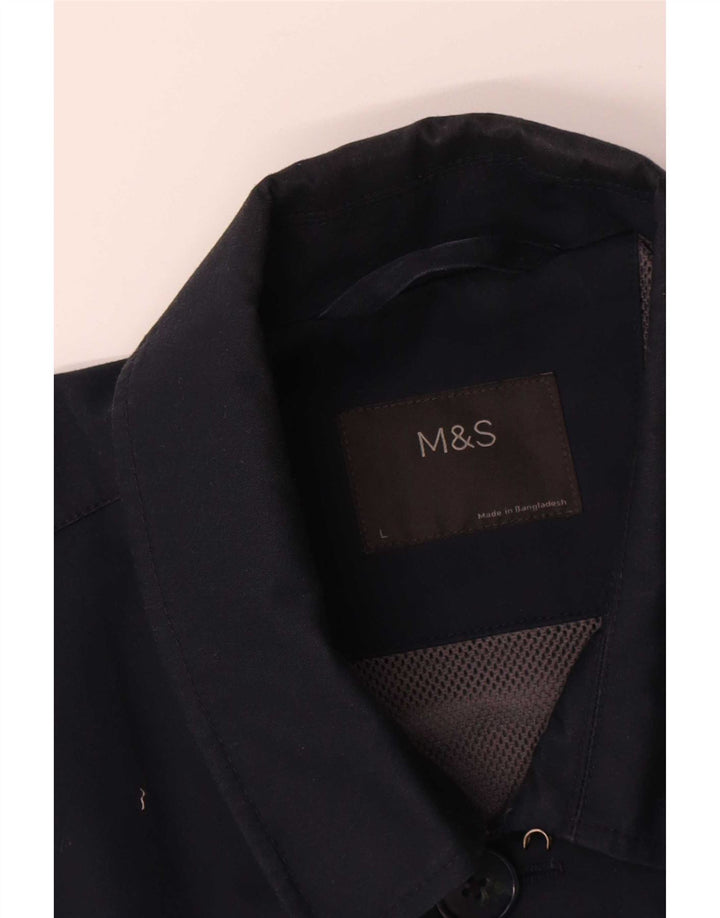 Ανδρικό πανωφόρι Marks & Spencer UK 40 Large Navy Blue Cotton