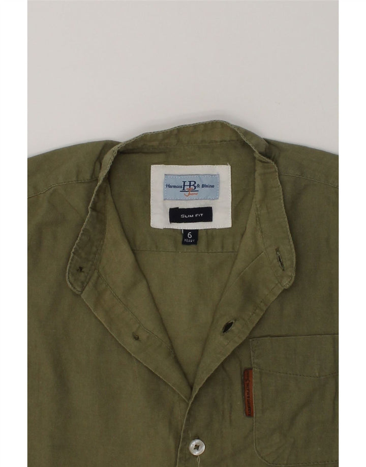 HARMONT & BLAINE Boys Slim Fit Short Sleeve Shirt 5-6 Years Green Cotton | Vintage Harmont & Blaine | Thrift | Second-Hand Harmont & Blaine | Used Clothing | Messina Hembry 