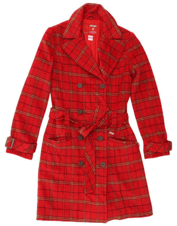 KHUJO Γυναικείο παλτό με διπλό στήθος UK 12 μεσαίο κόκκινο μαλλί