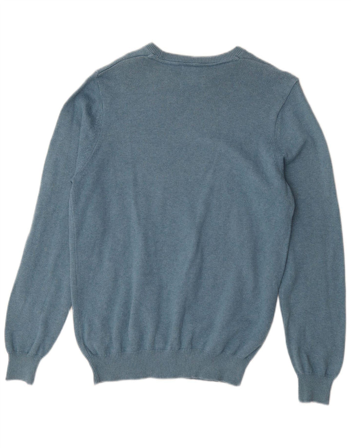 Ανδρικό πουλόβερ Marks & Spencer Boat Neck Jumper Μεσαίο μπλε βαμβακερό