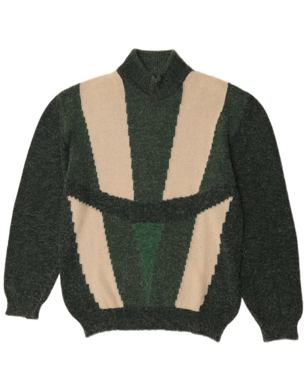 Vintage γυναικείο πουλόβερ με λαιμό χελώνα UK 14 Large Green Retro