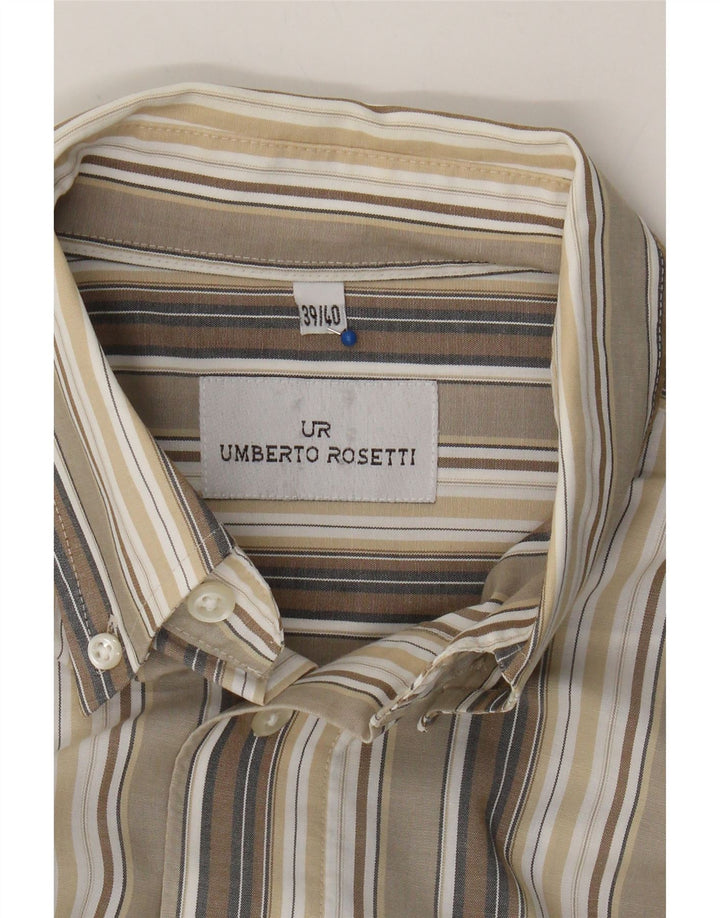 PAUL & SHARK Mens Short Sleeve Shirt Size 39/40 Medium Blue Check Cotton Vintage Paul & Shark and Second-Hand Paul & Shark from Messina Hembry 