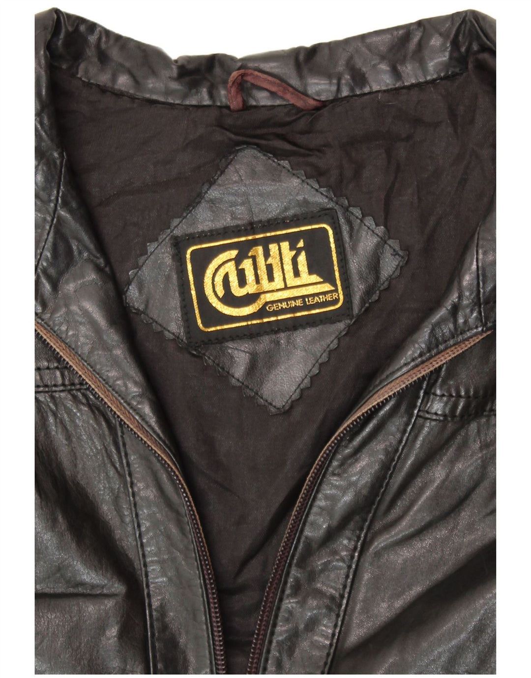 VINTAGE Γυναικείο Δερμάτινο Μπουφάν UK 14 Medium Black Leather