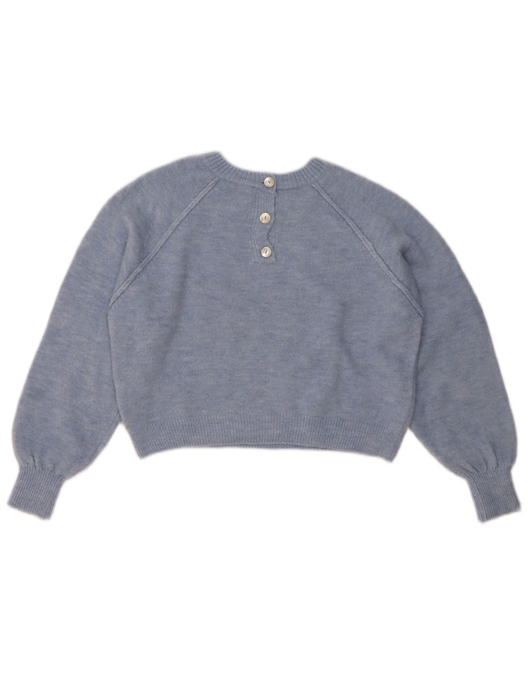 Γυναικείο πουλόβερ ZARA Crop Oversized Crew Neck Jumper UK 10 Small Blue