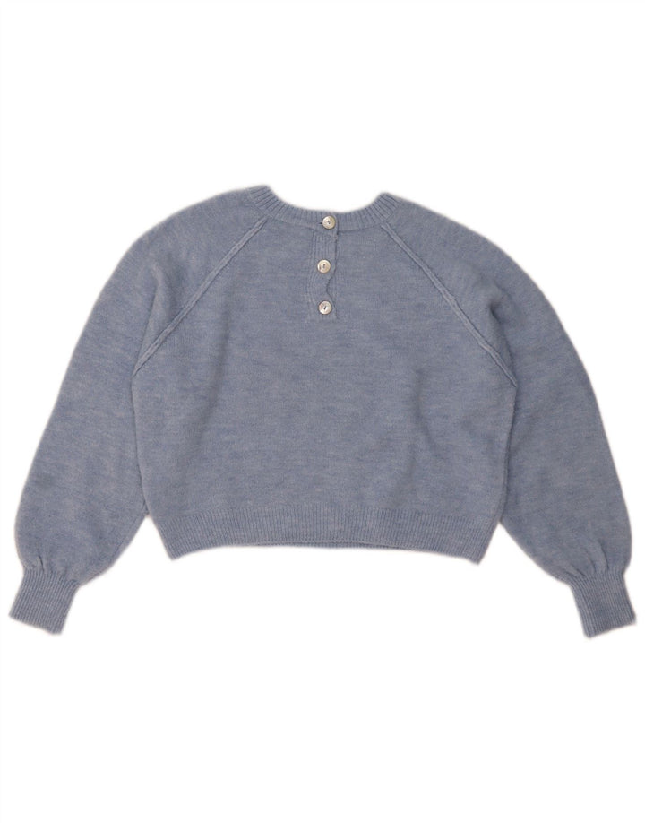 Γυναικείο πουλόβερ ZARA Crop Oversized Crew Neck Jumper UK 10 Small Blue