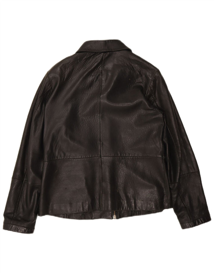 EDDIE BAUER Γυναικείο Δερμάτινο Μπουφάν UK 14 Medium Black Leather