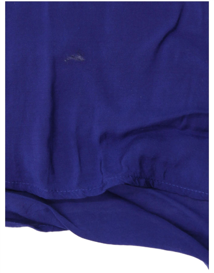 ZARA Womens Long Sleeve Blouse Top UK 14 Large Blue Viscose