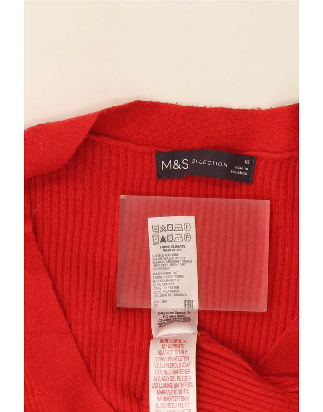 Marks & Spencer Γυναικείο πουλόβερ με λαιμόκοψη μεγάλου μεγέθους UK 10 Small Red
