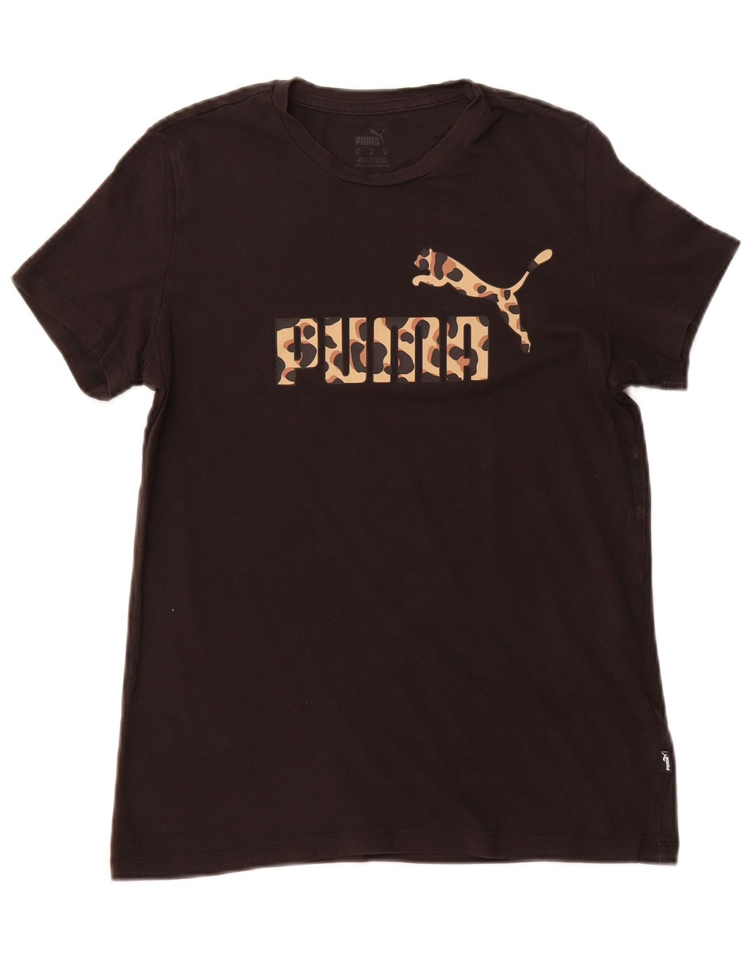 Γυναικείο γραφικό μπλουζάκι PUMA Top UK 12 μεσαίο μαύρο βαμβακερό