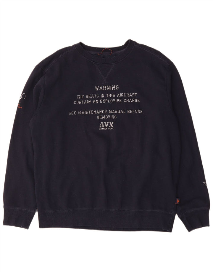 Ανδρικό γραφικό φούτερ AVIREX Jumper XL Navy Blue Cotton