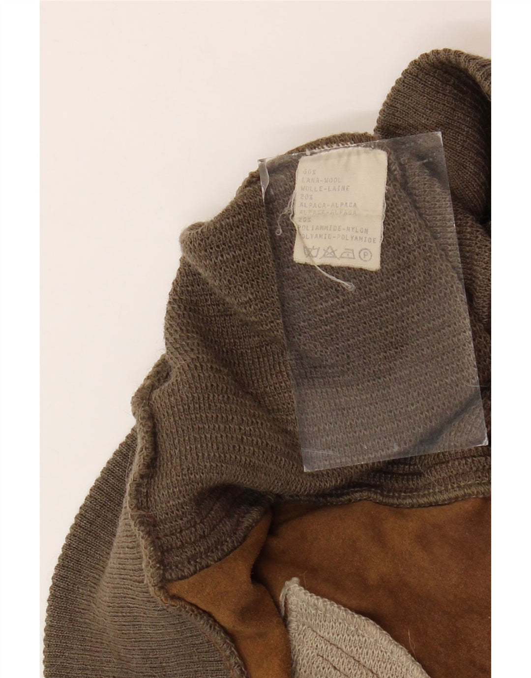 Ανδρικό πουλόβερ με λαιμό κουμπιά VINTAGE Μεγάλο καφέ γεωμετρικό μαλλί