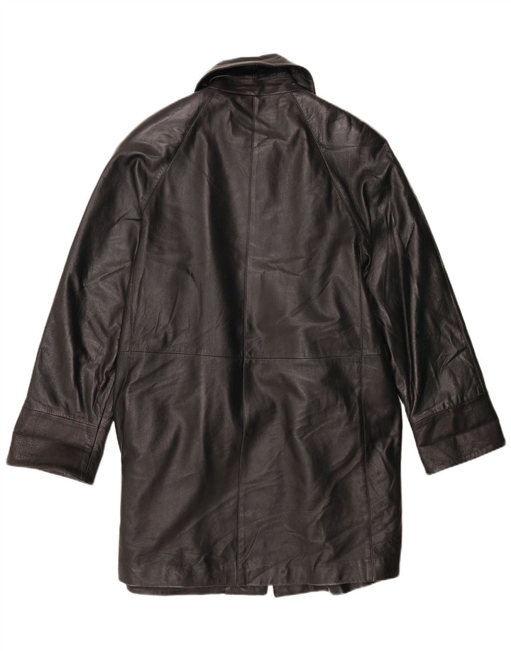 Vintage Γυναικείο Δερμάτινο Παλτό IT 42 Medium Black Leather