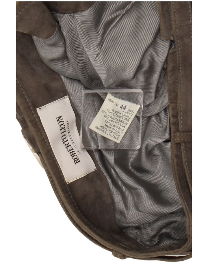 Vintage Γυναικεία Suede Φούστα IT 44 Medium W26 Χακί Δέρμα